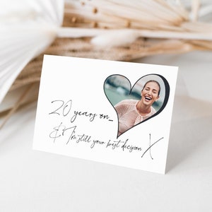 Tarjeta de aniversario de 20 años para él, tarjeta para esposo, divertida, aniversario de bodas en China, la mejor decisión, descarga instantánea, imprimible, horizontal
