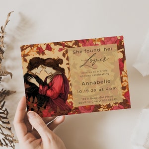 She Found Her Lover Invitation, Bachelorette, Wedding Shower, Floral, Instant Download, Canva Template, Modern Minimalist, Calligraphy
