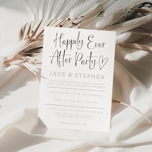 Happily Ever After Party Invite, Reception Invitation, Canva Template, Elopement Invite, Intimate Ceremony, Modern Minimalist, 5x7, PP3