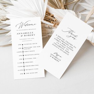 Wedding Reception Program Agenda, Order Of Service, Modern Minimalist, Calligraphy, Canva Template, Editable, Instant Download, PP5