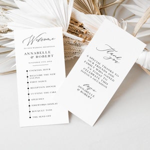 Wedding Reception Program Agenda, Order Of Service, Modern Minimalist, Calligraphy, Canva Template, Editable, Instant Download, PP5