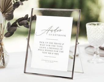Audio Guest Book Sign For Wedding, Phone Guestbook, Reception Sign, Signage, Modern Minimalist, Canva Template, INSTANT DOWNLOAD PP5