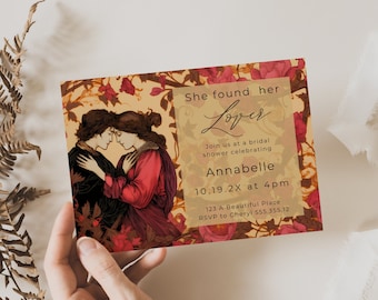 She Found Her Lover Invitation, Bachelorette, Wedding Shower, Floral, Instant Download, Canva Template, Modern Minimalist, Calligraphy