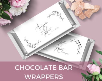 Chocolate Wrappers Rehearsal Dinner, Wedding Favors, Candy Bar, Sleeve, Modern Minimalist, Canva Template, Editable, Instant Download, PP7