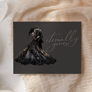 Gothic Hochzeit Jahrestag Karte, für immer Dein, dunkel und schwermütig, gefaltete Grußkarte, Canva Vorlage, Sofort Download