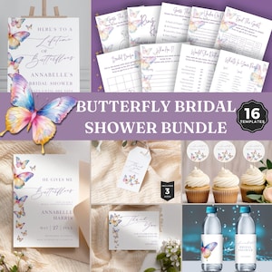 Il me donne des papillons, cadeau nuptiale pour la vie, enseigne, décoration, thème papillon, téléchargement immédiat, modèle Canva PPA10