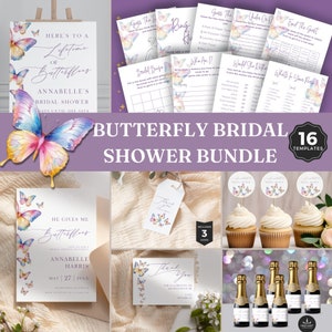 Schmetterling Brautparty Bundle, Lifetime Of, Spiele, Gefälligkeiten, Er gibt mir, Dekor, Schmetterling Theme, Sofort Download, Canva Template PPA10