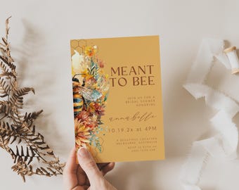Brautdusche Einladung Honigbiene, Bienen soll, Hochzeitsparty, sofortiger Download, Canva Vorlage, modern minimalistisch