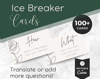 Lot de cartes brise-glace pour mariage, modifiables, amorce de conversation, jeu d'invités à la réception, cartes conversation, jeux pour table de mariage, WP20