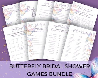 A Lifetime Of Butterflies Bridal Shower Games, Downloadable, Bundle, Games To Play, 5x7, Canva Template, Instant Download, PPA10