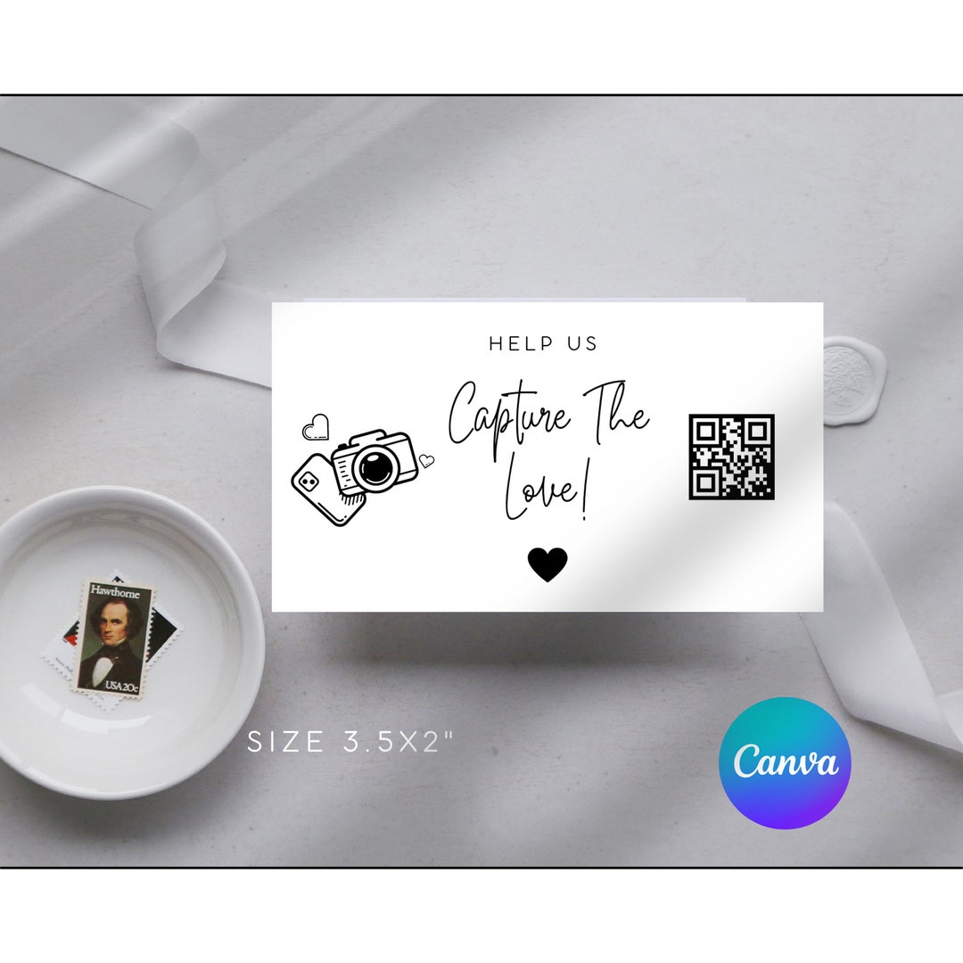 Wedding QR Code Sign Template Capture the Love QR Code Canva Template Wedding QR Code Sign Template Capture the Love QR Code Canva Template