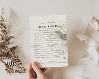 Love Story Spiel Hochzeit, Wildblumen, 13x18, SOFORT DOWNLOAD, Empfang Gastspiel, Brauthochzeitspaare Dusche, Spaß Hochzeitsspiel