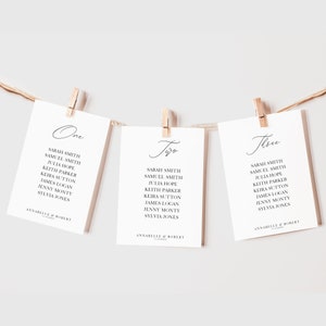 Modelo de gráfico de assentos de casamento 4x6, caligrafia, para espelho, cartões de visita, Boho, minimalista, números de mesa para impressão, download instantâneo PP5