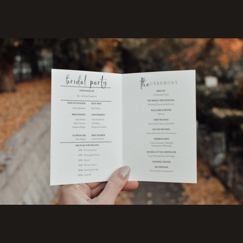 Catholic Wedding Program Template Canva Ceremony Booklet Minimalist