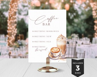 Coffee Bar At Wedding Reception, Printable, Reception Sign Template, Editable, Modern Minimalist, INSTANT DOWNLOAD PP259