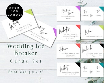 Lot de cartes brise-glace mariage, TÉLÉCHARGEMENT IMMÉDIAT, lot de jeux économique, lot de jeux à prix réduit, jeux pour table de mariage, jeu d'invités de mariage