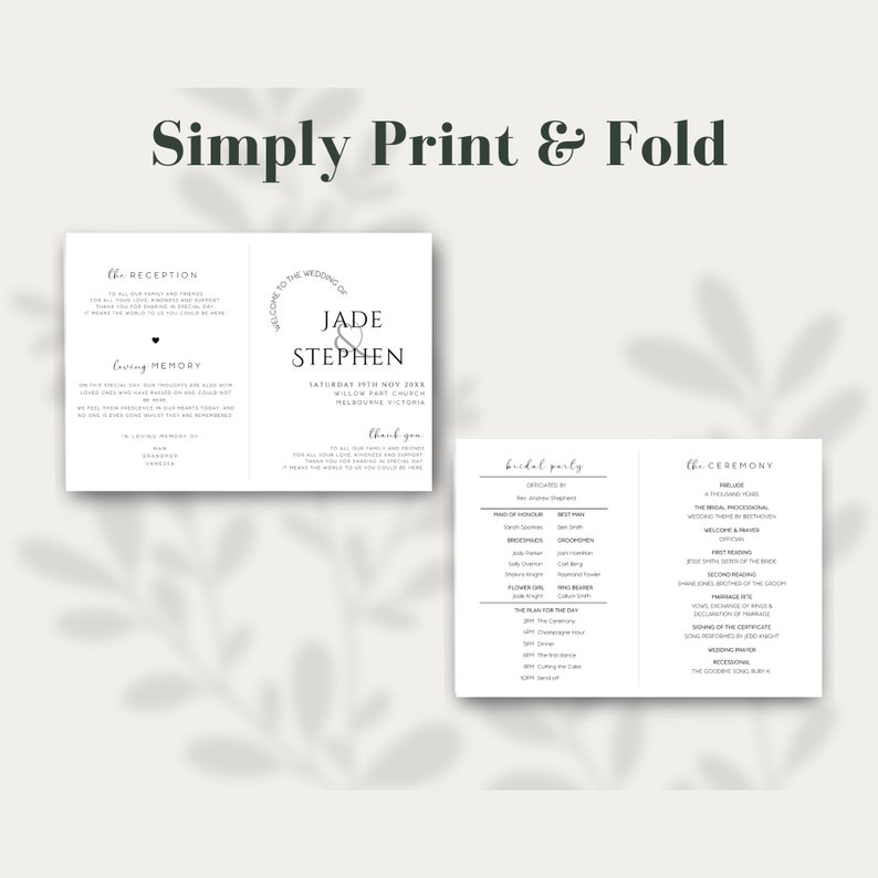 Catholic Wedding Program Template Canva Ceremony Booklet Minimalist