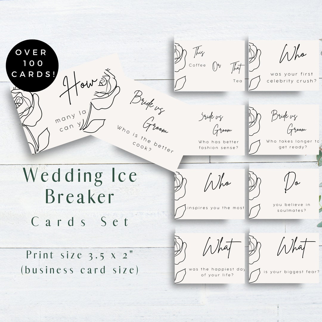 Wedding Ice Breaker Cards Bundle, Conversation Starter, Reception Guest