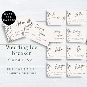Bruiloft ijsbreker kaarten bundel, gesprek starter, receptie gast spel, gesprekskaarten, spellen voor bruiloft tafel, WP20