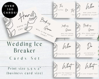 Lot de cartes brise-glace pour mariage, amorce de conversation, jeu d'invités à la réception, cartes conversation, jeux pour table de mariage, WP20