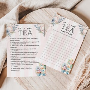 Spill the Tea Bridal Shower Game – Printable Double-Sided Game Cards, Fun & Sassy Bridal Party Activity, Instant Download
