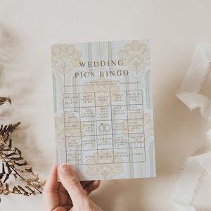 Wedding Bingo, Ice Breaker, INSTANT DOWNLOAD, Reception Games, Guest Games, Photo Game, Bridal Shower Couples Shower, Retro Theme, 5x7