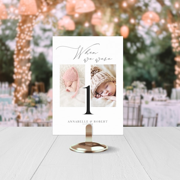 Wedding Table Number Template Baby Photos, Childhood Photos, Canva Template, Modern Minimalist, Printable Table Numbers, Digital Download