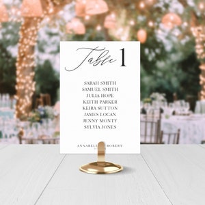 4x6 Sitzplan Hochzeit Vorlage Kalligraphie, Namen Karten, Spiegel, Boho, Minimalistisch, druckbare Tischnummern, Sofort Download