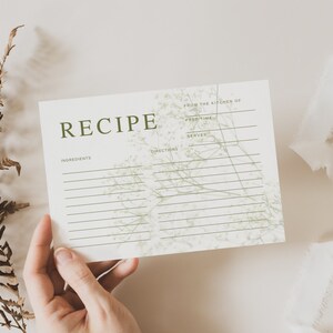 Receptkaart bruiloft, bloesem, 5 x 7, INSTANT DOWNLOAD, receptie gastspel, favoriet recept, vrijgezellenfeest, leuke bruiloftspellen