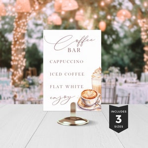 Coffee Bar At Wedding Reception, Printable, Reception Sign Template, Editable, Modern Minimalist, INSTANT DOWNLOAD PP259