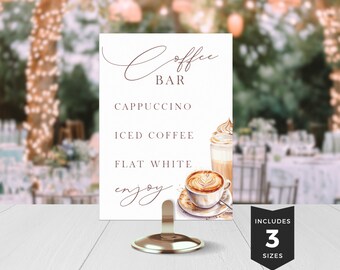 Coffee Bar At Wedding Reception, Printable, Reception Sign Template, Editable, Modern Minimalist, INSTANT DOWNLOAD PP259