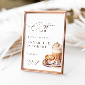 Coffee Bar For Wedding Reception, Love Is Brewing, Printable, Reception Sign Template, Editable, Modern Minimalist, INSTANT DOWNLOAD PP259