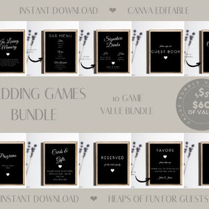 Wedding Reception Sign Template, Wedding Signs Bundle Printable | Canva template Black and White|  Printable Wedding Signs | Minimalist WP02
