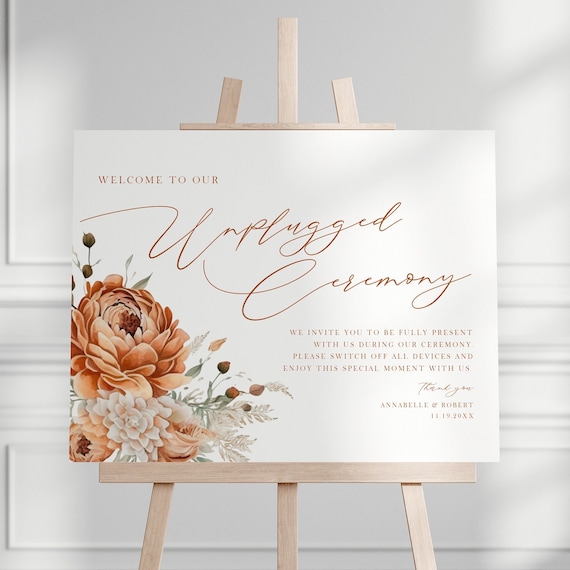 Floral Unplugged Ceremony Sign