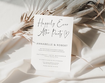 Happily Ever After Party Invite, Reception Invitation, Canva Template, Elopement Invite, Intimate Ceremony, Modern Minimalist, 5x7, PP2