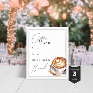 Coffee Bar At Wedding Reception, Printable, Reception Sign Template, Editable, Modern Minimalist, INSTANT DOWNLOAD PP259