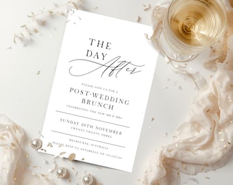 Post-Wedding Brunch Invitation – The Day After Printable Template, Minimalist Brunch Invite, Instant Download