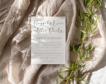 Happily Ever After Party Invite, Reception Invitation, Canva Template, Elopement Invite, Intimate Ceremony, Modern Minimalist, 5x7, PP4