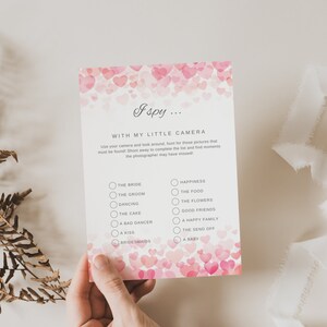 Wedding I Spy Game, Love Hearts, Ice Breaker, INSTANT DOWNLOAD, Reception Guest Game, Bridal Shower, Printable
