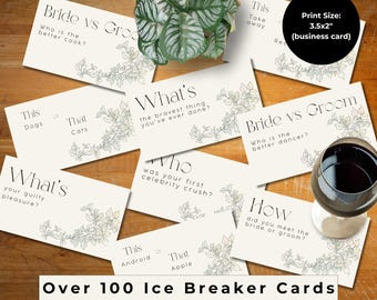 Lot de cartes brise-glace pour mariage, amorce de conversation, jeu d'invités à la réception, cartes conversation, jeux pour table de mariage