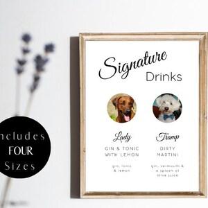 Simple Signature Drink Sign Dog Template, Pet Signature Cocktail Sign, Modern Wedding Bar Sign, Dog Signature Cocktail Sign WP3