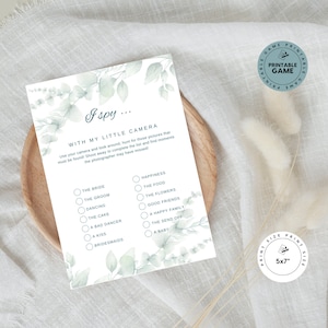 Wedding I Spy Game, I Spy Wedding Game Template, Wedding Scavenger Game, Reception Game, Photo Hunt, Wedding Games for Guests Table