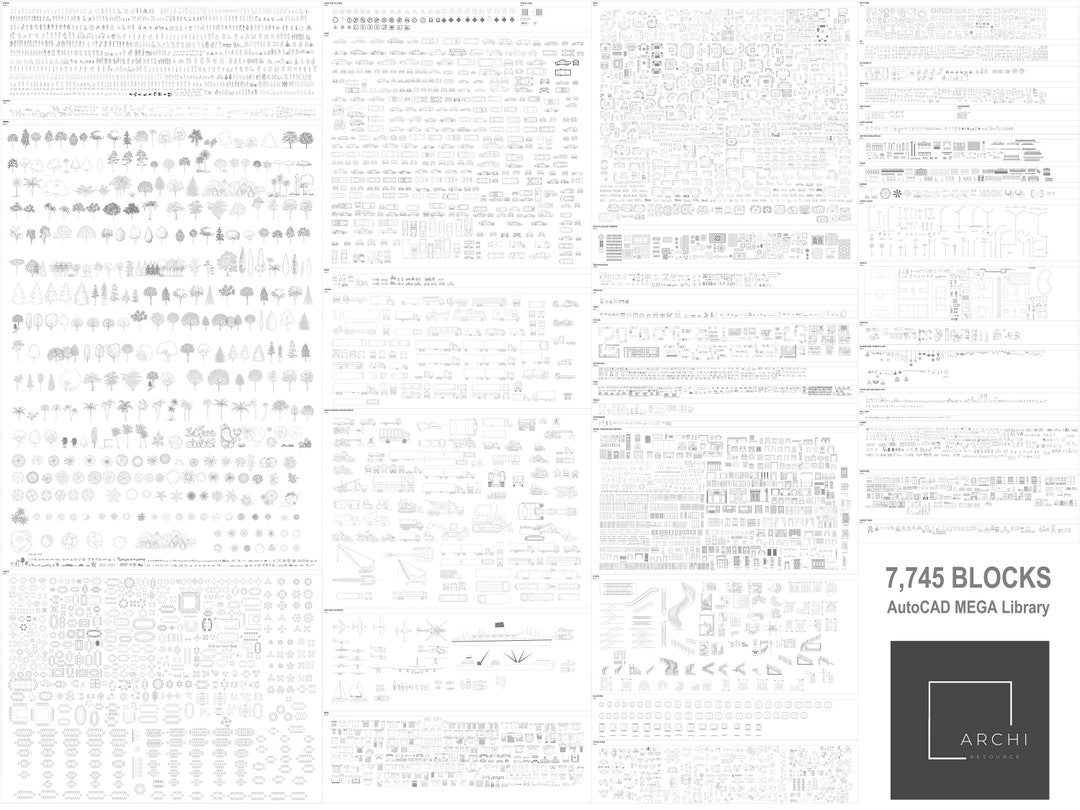 Mega Library Autocad MEGA Library 7745 Blocks - Etsy