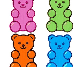 Mini Gummy Bear Machine Embroidery Design. Digital download. 4 Sizes. 4 Colors.
