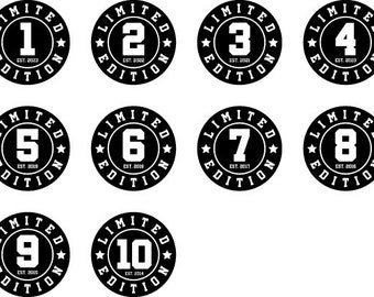 Limited edition 1-10 th. SVG, PNG files. Th Birthday. Set. Pack. Collection. Digital download