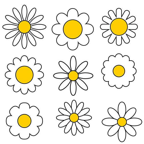 Daisy Flowers collection. SVG, PNG files. Daisy Clipart. Spring Daisy Flowers. Digital download.