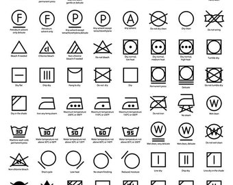 Wäsche Symbole SVG, PNG. Textilpflege Symbole SVG. Waschanleitung. Wäsche Icons.Digitaler Download
