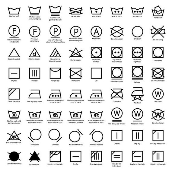Clothes Care Symbols 45 Laundry Icons English French Clip | lupon.gov.ph