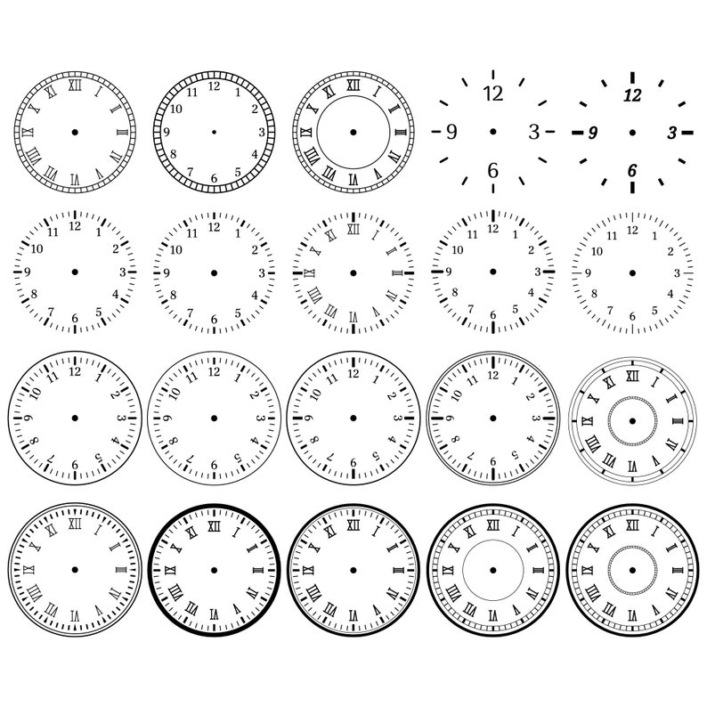 Clock Face SVG Bundle. Clock Set. Clock Face Clipart. Clock Etsy