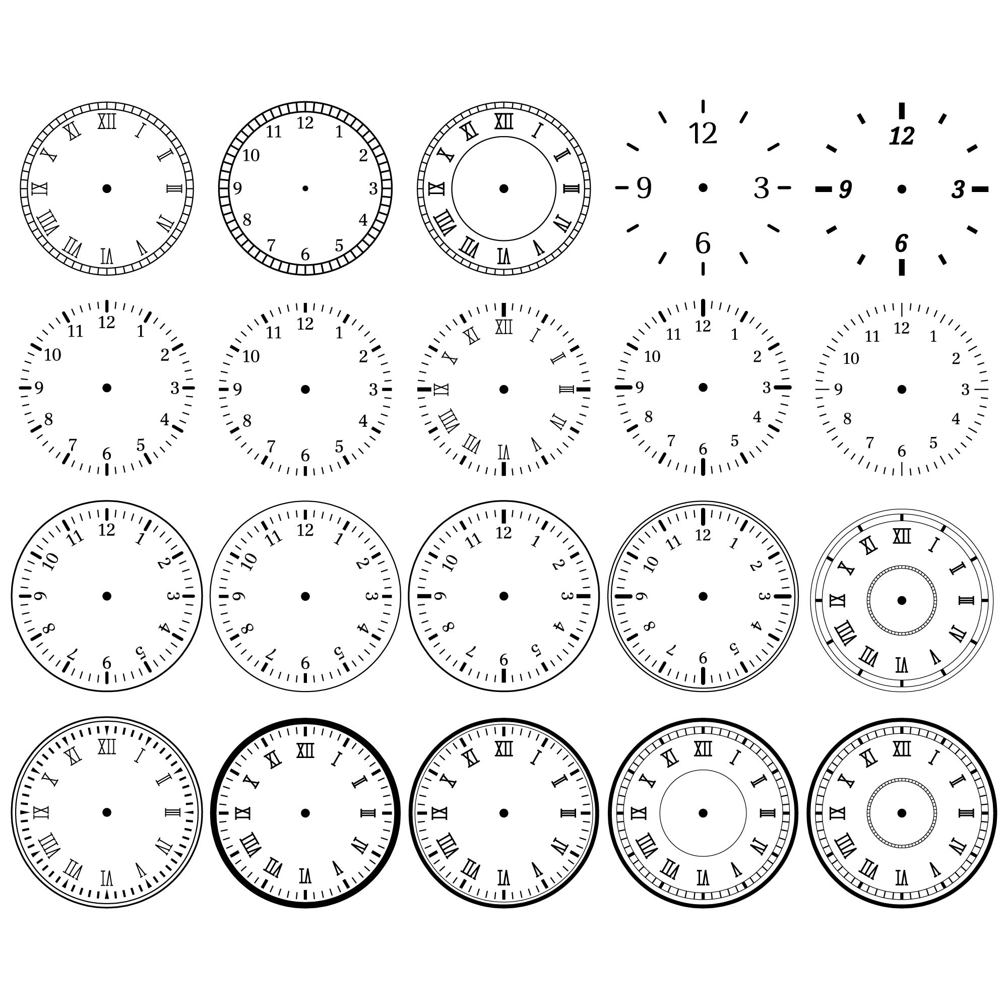 Clock Face SVG Bundle. Clock Set. Clock Face Clipart. Clock Etsy